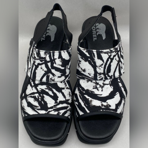 Sorel Black White Joanie III Slingback Wedge Sandals Size 6 NWOT MSRP $129.95 - Picture 5 of 11